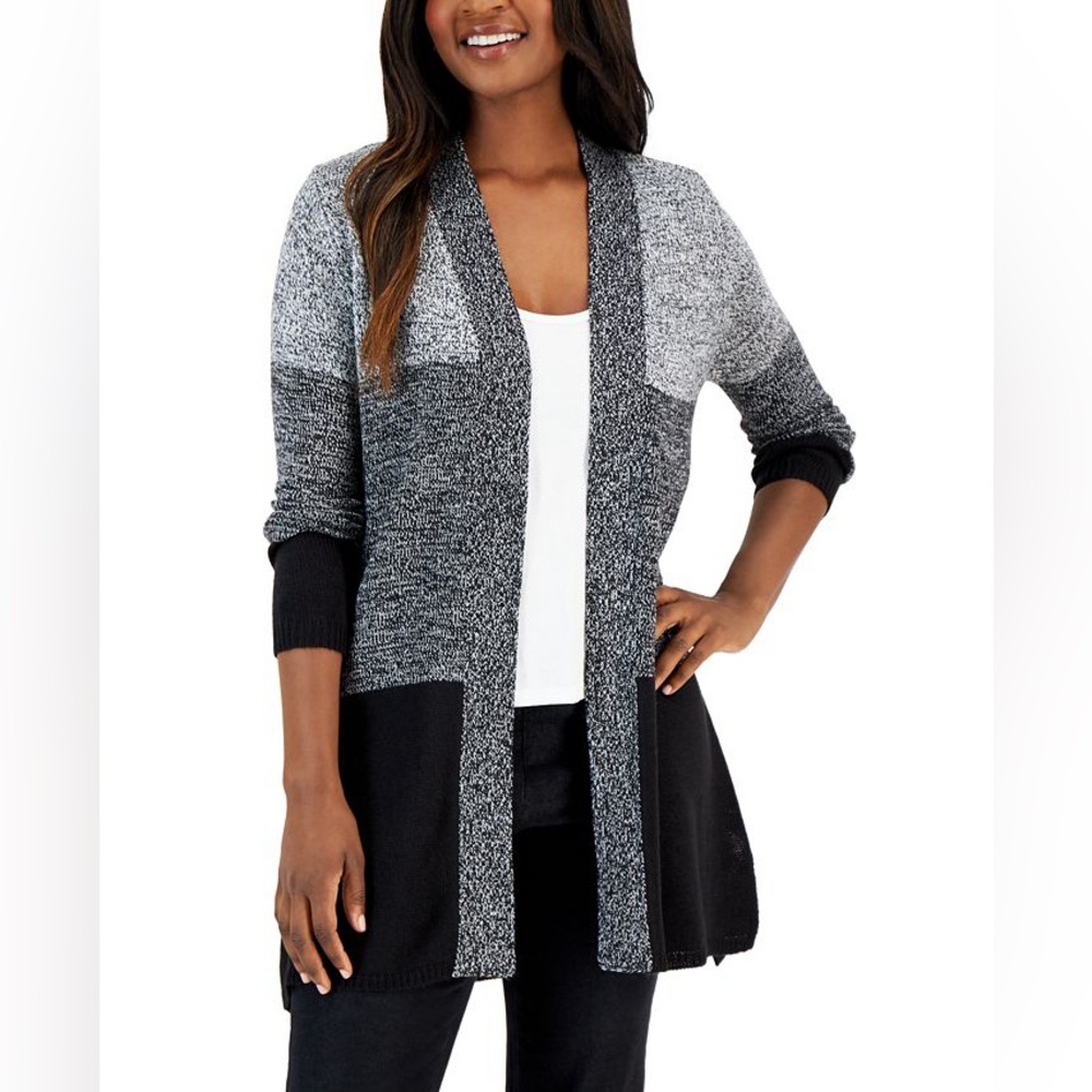 NWT KAREN SCOTT Women's Turbo Colorblocked Cardigan